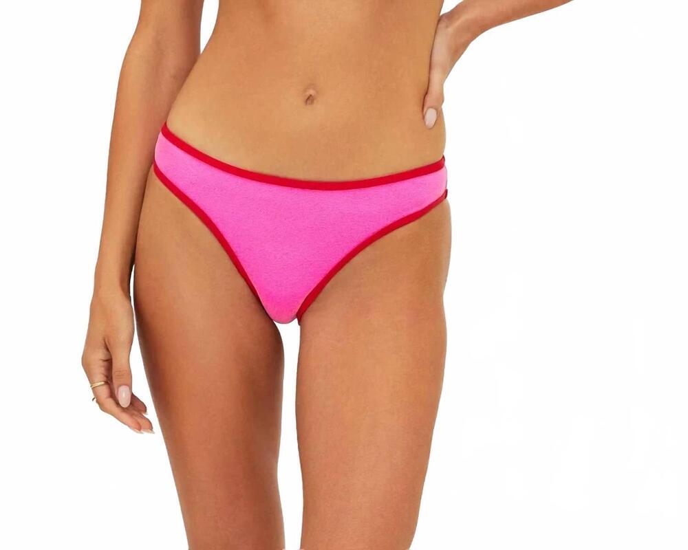 NEW BEACH RIOT saffron bottom bikini in electric pink tidal crepe